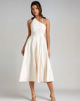 Asymmetric Halter Dress - White