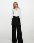 High Rise Wide Legged Essential Pants - Black