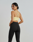Cross Back Sports Bra - Soft Yellow