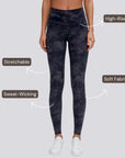 High Rise Flow Leggings - Black Grey Print