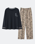 Full Sleeves Cotton Night Suit Set - Black