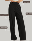 Wide Legged Yoga Pants - Black