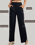 Wide-Legged Comfort Yoga Pants - Black