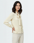 Neck Tie Up Blouse - Ivory White