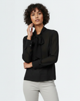 Neck Tie Up Blouse - Black
