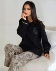 Full Sleeves Cotton Night Suit Set - Black