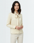 Neck Tie Up Blouse - Ivory White