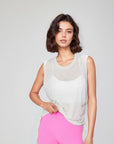 Sheer Sleeveless Cover T-Shirt - Ivory White