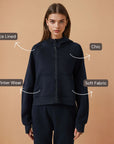 Fleece Lined Hoodie Jacket - Black