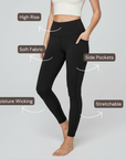 High-Rise Leggings With Side-Pockets - Black