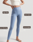 High-Rise Stretch Leggings - Light Blue