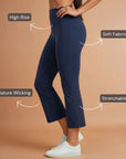 Ankle Length Flare Pants - Navy Blue