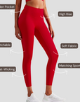 High-Rise Soft Leggings - Red