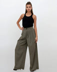 High Rise Wide Chic Pants - Dark Khaki
