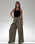 High Rise Wide Chic Pants - Dark Khaki