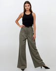 High Rise Wide Chic Pants - Dark Khaki