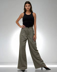 High Rise Wide Chic Pants - Dark Khaki