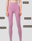 High-Rise Smooth Leggings - Pink