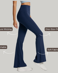 One-Size Flared Yoga Pants - Navy Blue
