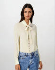 Neck Tie Up Blouse - Ivory White