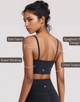Spaghetti Strap Sports Bra - Black