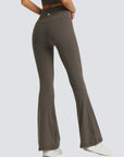 One-Size Flared Yoga Pants - Khaki Brown