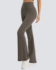 One-Size Flared Yoga Pants - Khaki Brown