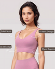 V-Neck Sports Bra - Pink