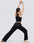 Wide-Legged Comfort Yoga Pants - Black