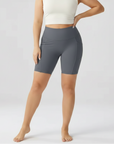Embrace High Rise Shorts With Pockets - Grey