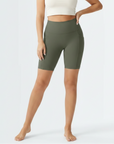 Embrace High Rise Shorts With Pockets - Olive Green
