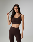 Cross Back Sports Bra - Brown