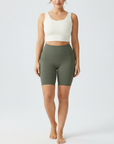 Embrace High Rise Shorts With Pockets - Olive Green