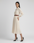 Pleated Style Dress - Ivory White