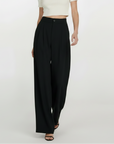 High Rise Wide Legged Essential Pants - Black