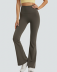 One-Size Flared Yoga Pants - Khaki Brown