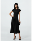 Chic Asymmetric Hem Dress - Black