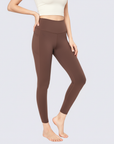 High-Rise Leggings With Side-Pockets - Brown