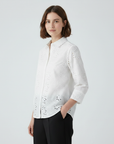 Stylish Pattern Cut-Out Blouse - White