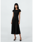 Chic Asymmetric Hem Dress - Black