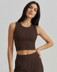 Ribbed Comfort Top - Brown