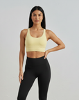 Cross Back Sports Bra - Soft Yellow