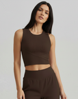 Ribbed Comfort Top - Brown