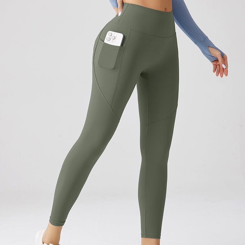 Embrace High Rise Side Pocket Leggings - Olive Green