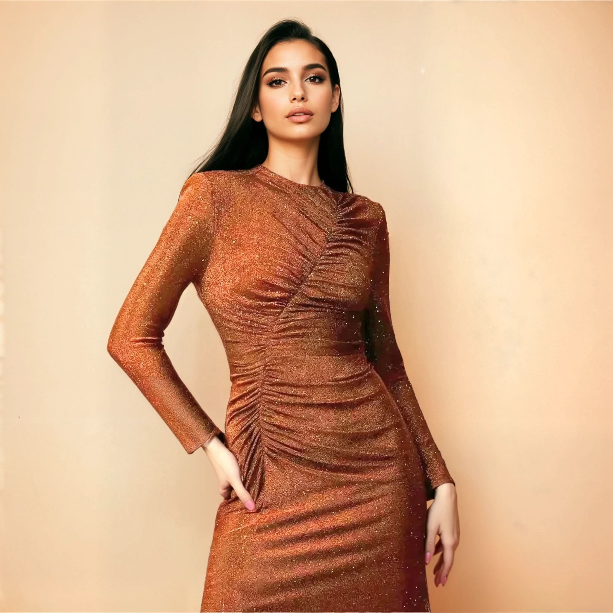 Elegant Dress - Brown