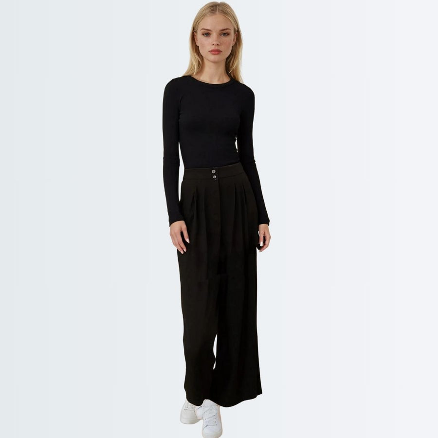 Casual Wide Legged Pants - Black