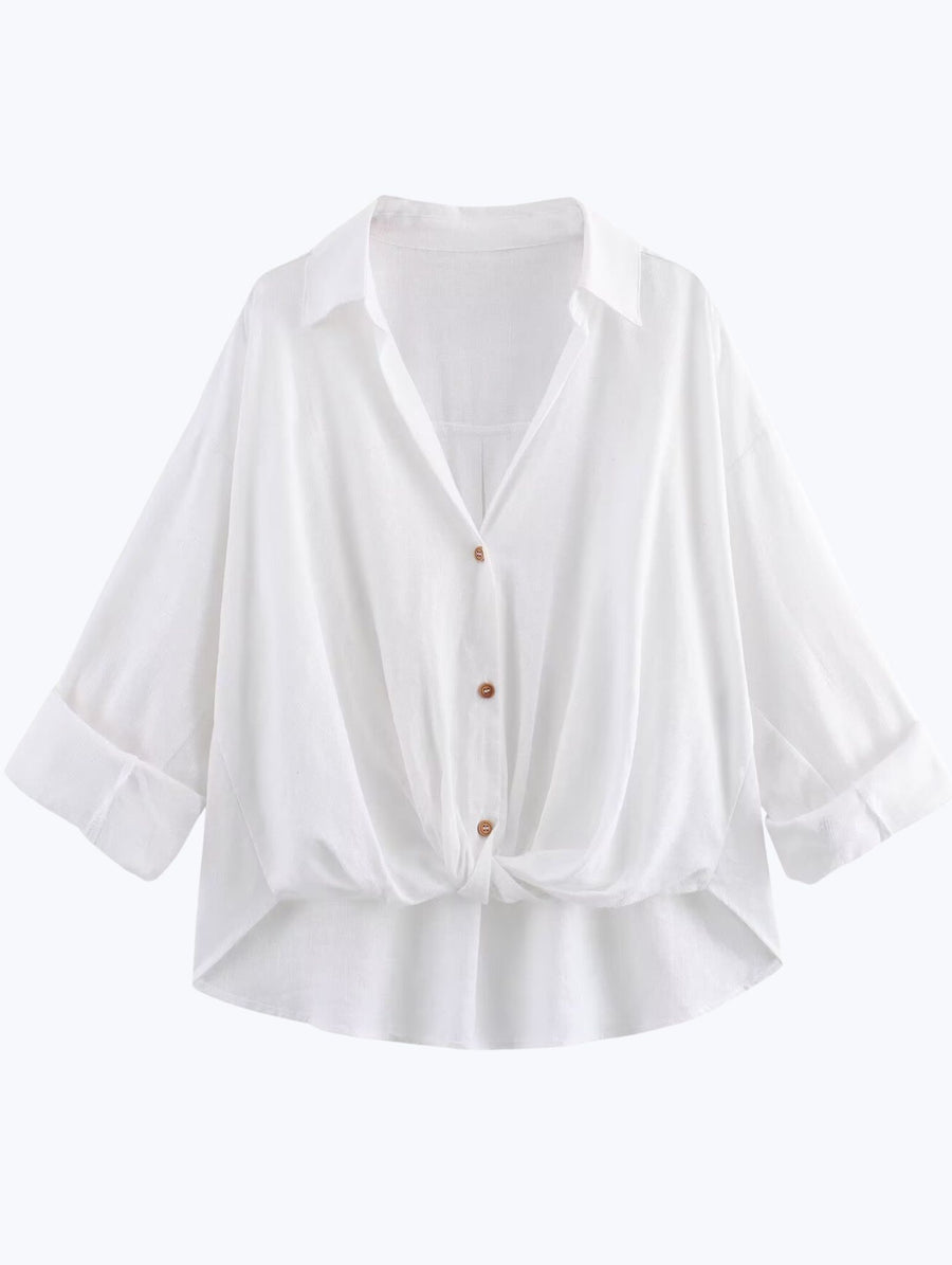 Twisted Hem Shirt - White