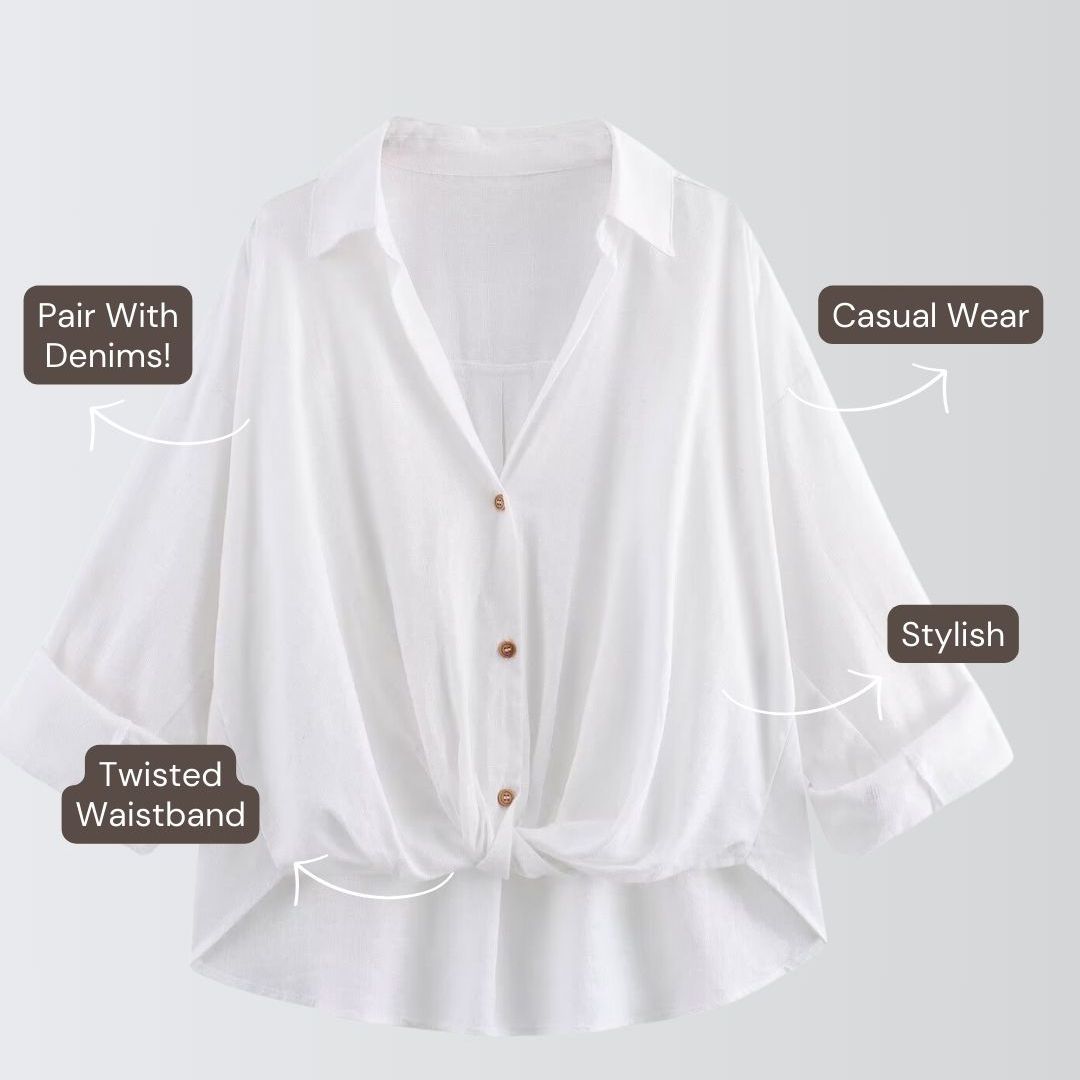 Twisted Hem Shirt - White