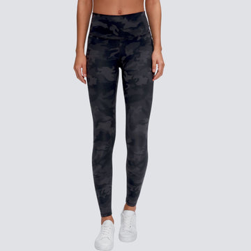 High Rise Flow Leggings - Black Grey Print