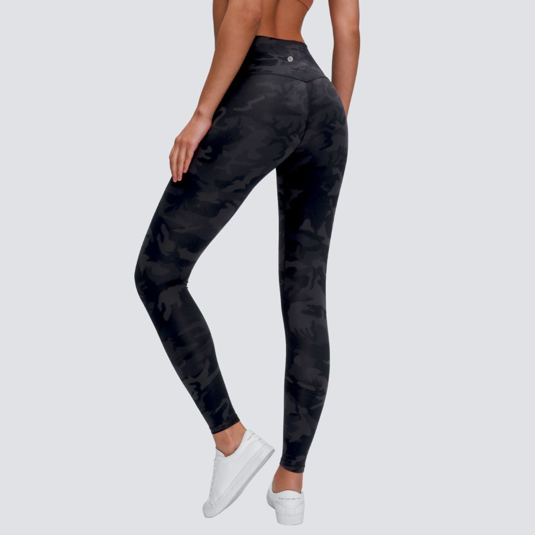 High Rise Flow Leggings - Black Grey Print